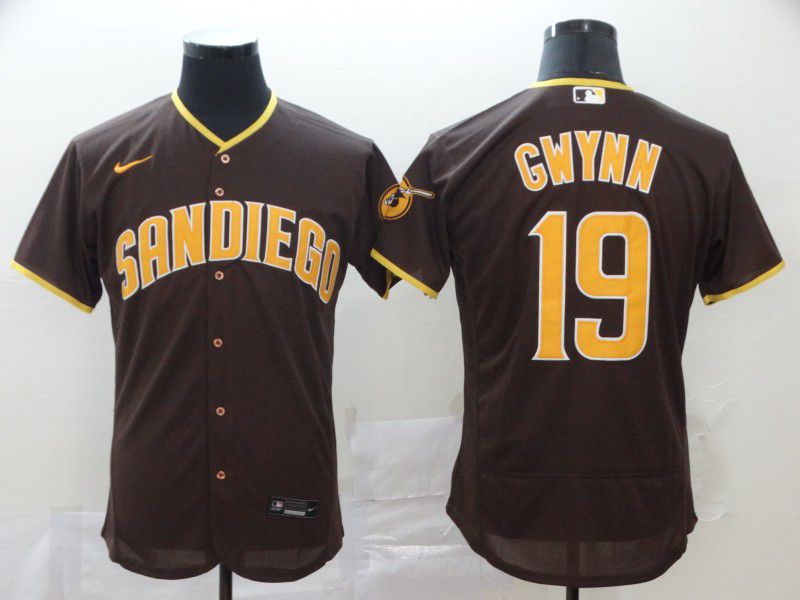 Men San Diego Padres #19 Gwynn brown Nike Elite MLB Jerseys->san diego padres->MLB Jersey